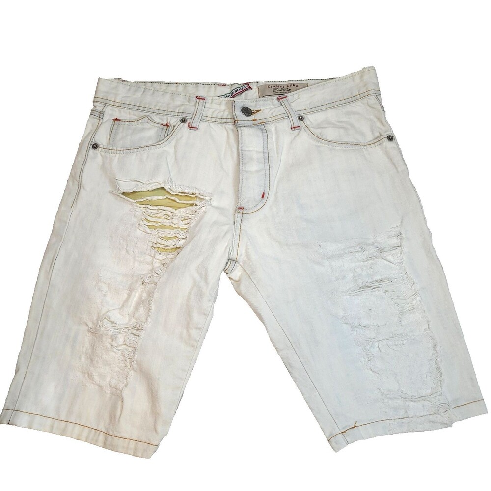 GIANNI LUPO MEN'S Distressed Denim Bermuda Shorts SZ 34'' Made In ITALY